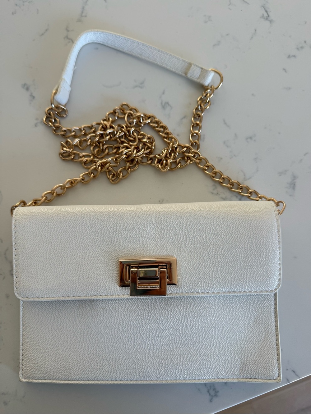 White Clutch with Gold Hardware